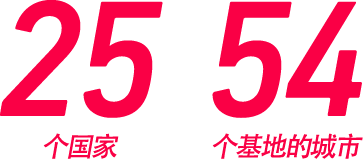 25个国家 54个基地的城市
