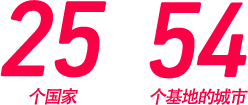 25个国家 54个基地的城市