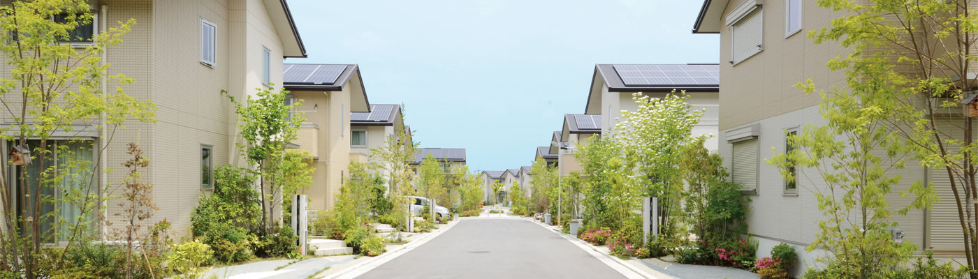 "SMA x ECO TOWN Harumidai", beautiful townscape with no utility poles or electrical wiring