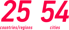 25countries/regions 54cities