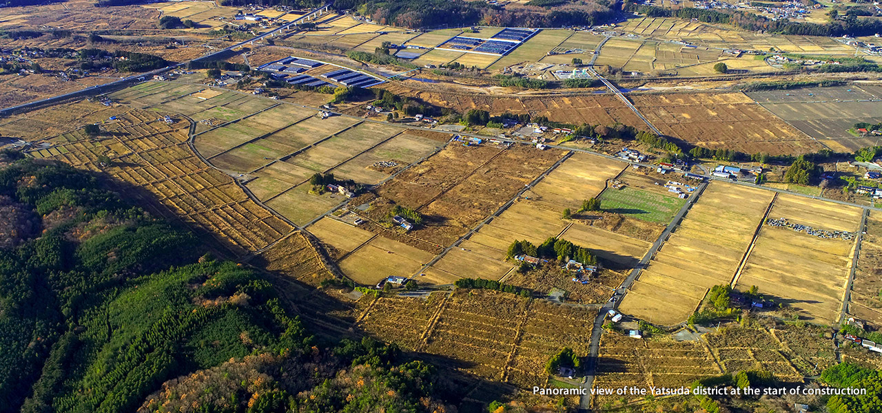 Panoramic view of the Yatsuda district at the start of construction