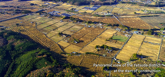 Panoramic view of the Yatsuda district at the start of construction