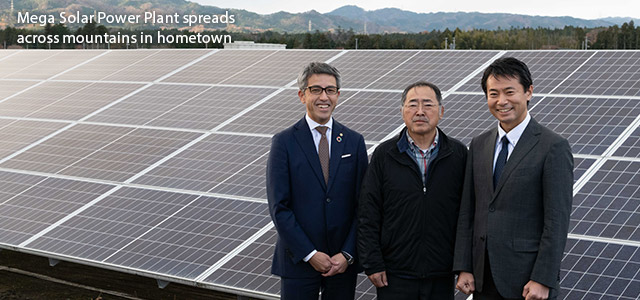 Mega Solar Power Plant spreads across mountains in hometown