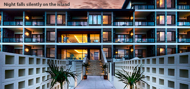 Night falls silently on the island