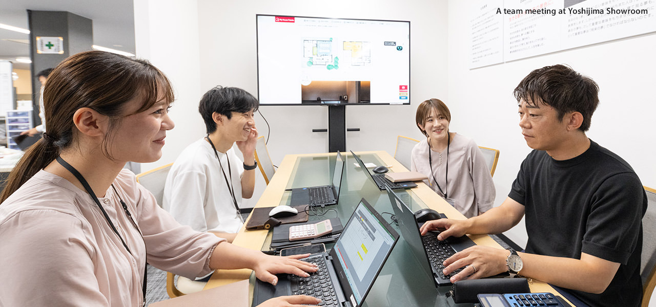 A team meeting at Yoshijima Showroom