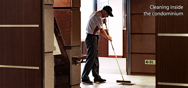 Cleaning inside the condominium