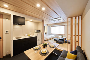 Kitchens come equipped with cooking utensils, tableware, and other items