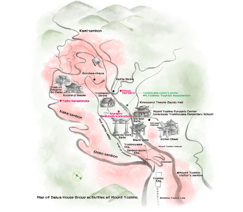 Map of Daiwa House Group activities at Mount Yoshino